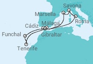 Itinerario del Crucero España, Portugal, Gibraltar, Italia, Francia - Costa Cruceros