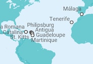 Itinerario del Crucero Desde Málaga al Caribe - Costa Cruceros