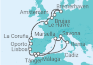 Itinerario del Crucero Gran recorrido por Europa - Costa Cruceros