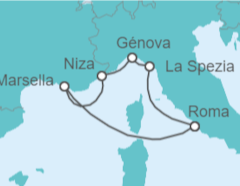 Itinerario del Crucero Italia y Francia - Cunard