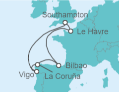 Itinerario del Crucero España y Francia - Royal Caribbean