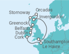 Itinerario del Crucero Recorriendo las Islas Británicas y Francia - Princess Cruises