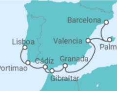 Itinerario del Crucero Mediterráneo: España y Portugal - NCL Norwegian Cruise Line