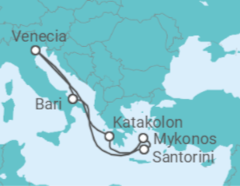 Itinerario del Crucero Entre mitos y maravillas naturales - Costa Cruceros