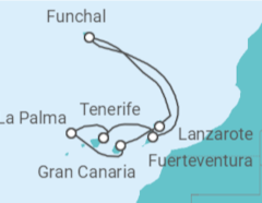 Itinerario del Crucero Canarias, susurros de volcán y mar - MSC Cruceros