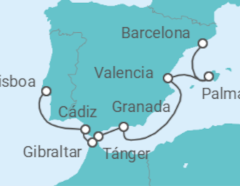 Itinerario del Crucero España, Gibraltar, Marruecos - NCL Norwegian Cruise Line