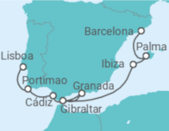 Itinerario del Crucero Portugal, España, Gibraltar - NCL Norwegian Cruise Line