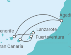 Itinerario del Crucero Oasis del Atlántico - Costa Cruceros