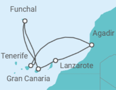 Itinerario del Crucero Oasis del Atlántico - Costa Cruceros