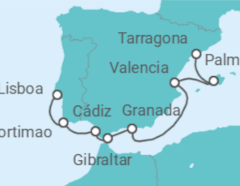 Itinerario del Crucero España, Gibraltar, Portugal - NCL Norwegian Cruise Line
