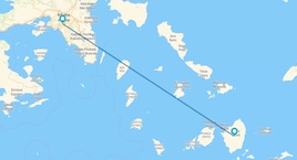 Atenas y Naxos en avión en avión